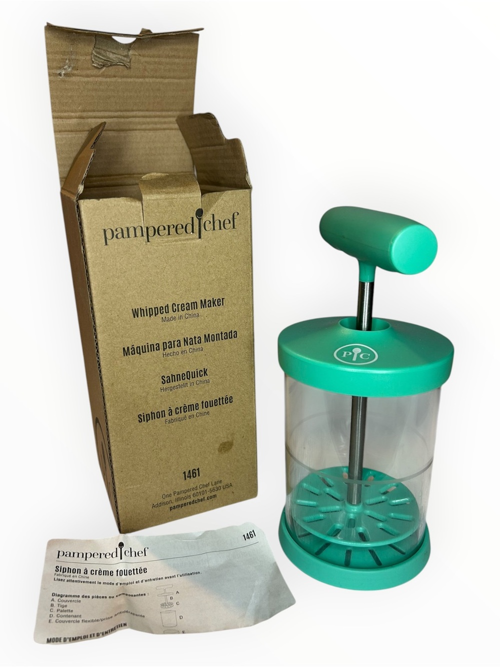 Pampered Chef Whipped Cream Maker #1461 With Box Manual